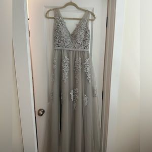 V-Neck Tulle Cocktail Gown